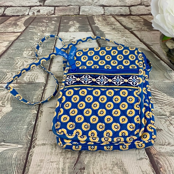 Vera Bradley Mini Crossbody Blue Yellow Print - Picture 11 of 11